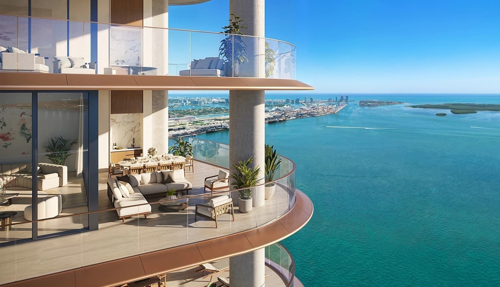 Mandarin Oriental Residences terrace with ocean view in Miami