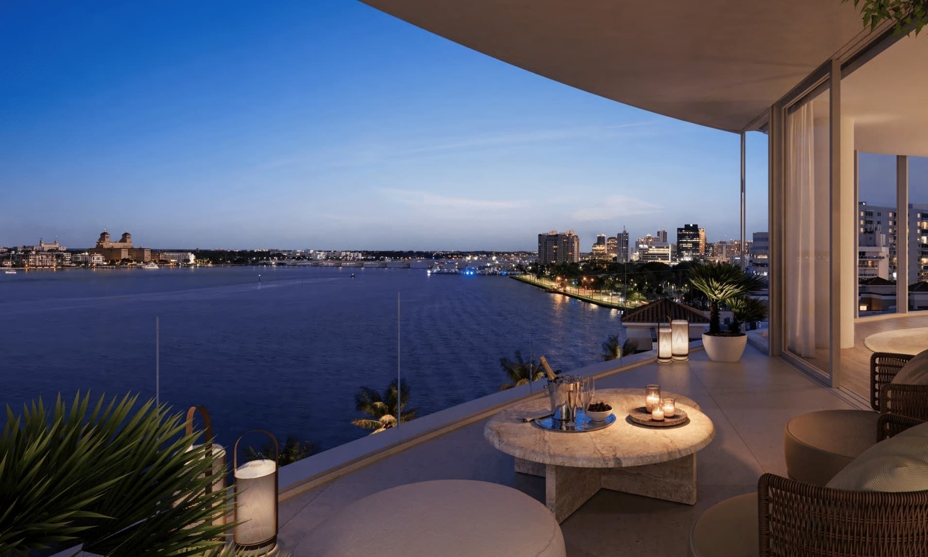 Shorecrest terrace evening Intracoastal view in West Palm Beach